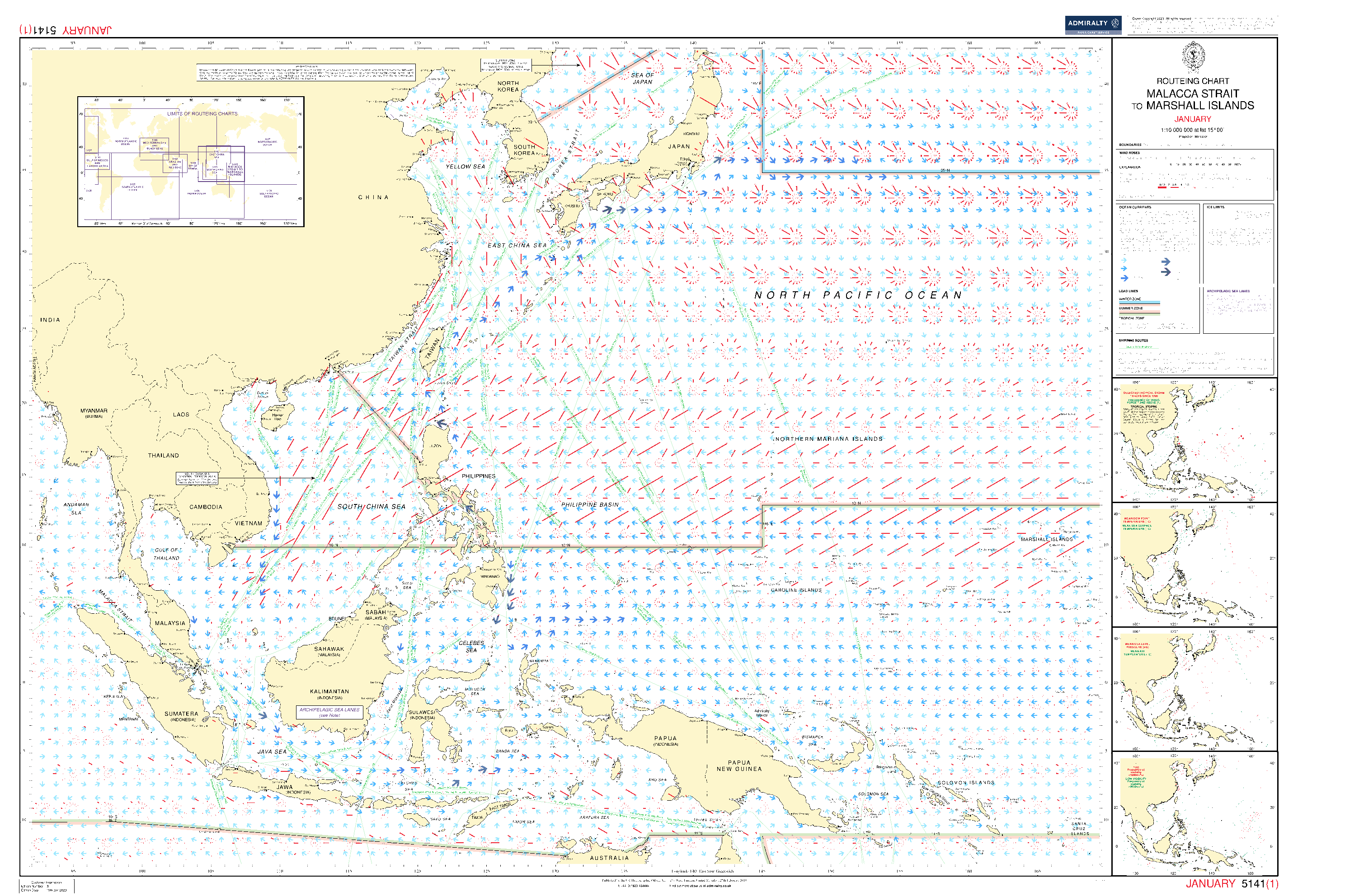 BA5141 02 Routeing Charts: Malacca Strait to Marshall Islands - February (Jan 2023)